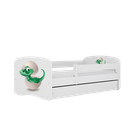 Kocot Kids, Babydreams, łóżko z szufladą i materacem, białe, mały dino, 70-140 cm