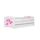 Kocot Kids, Babydreams, łóżko z szufladą i materacem, białe, wróżka z motylkami, 70-140 cm