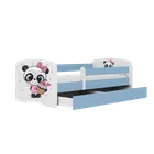 Kocot Kids, Babydreams, łóżko z szufladą i materacem, niebieskie, panda z babeczką, 70-140 cm