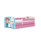 Kocot Kids, Babydreams, łóżko z szufladą i materacem, różowe, zimowe księżniczki, 80-160 cm