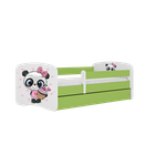 Kocot Kids, Babydreams, łóżko z szufladą i materacem, zielone, panda z babeczką, 70-140 cm