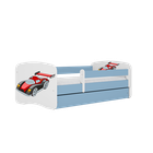 Kocot Kids, Babydreams, łóżko z szufladą, niebieskie, auto wyścigowe, 80-180 cm