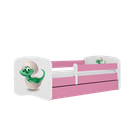 Kocot Kids, Babydreams, łóżko z szufladą, różowe, mały dino, 70-140 cm