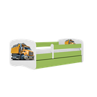 Kocot Kids, Babydreams, łóżko z szufladą, zielone, ciężarówka, 70-140 cm