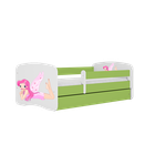 Kocot Kids, Babydreams, łóżko z szufladą, zielone, wróżka ze skrzydełkami, 80-180 cm