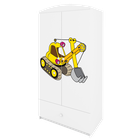 Kocot Kids, Babydreams, szafa, biała, koparka, 181.2-52-90 cm