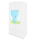 Kocot Kids, Babydreams, szafa, biała, niebieski miś, 181.2-52-90 cm