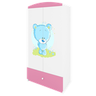 Kocot Kids, Babydreams, szafa, różowa, niebieski miś, 181.2-52-90 cm