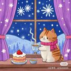 Koh-i-Noor, malowanie po numerach, Kotek z tortem