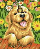 Koh-i-Noor, malowanie po numerach, podobrazie Piesek z motylem, 40-50 cm