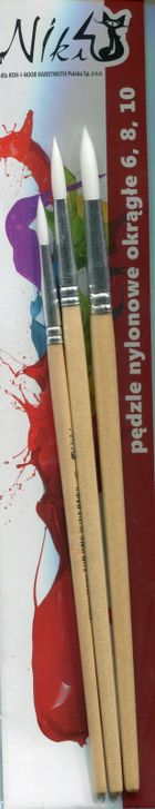 Koh-I-Noor, pędzle nylonowe, okrągłe, Niki 4 nr 6,8,10