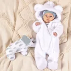 Kombinezon przejściowy chłopięcy z kapturem, ocieplany, biały, Nicol