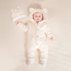 Kombinezon przejściowy chłopięcy z kapturem, ocieplany, Czapka, ecru, Nicol