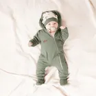 Kombinezon przejściowy chłopięcy z kapturem, ocieplany, khaki, Nicol
