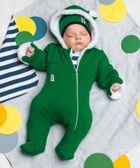 Kombinezon przejściowy chłopięcy z kapturem, ocieplany, zielony, Nicol