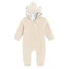 Kombinezon przejściowy chłopięcy z kapturem, welurowy, beżowy, Nicol