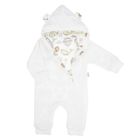 Kombinezon przejściowy chłopięcy z kapturem, welurowy, ecru, Nicol