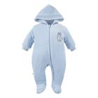 Kombinezon przejściowy chłopięcy z kapturem, welurowy, niebieski, Eevi