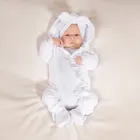 Kombinezon przejściowy dziewczęcy z kapturem, ocieplany, biały, Nicol