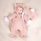 Kombinezon przejściowy dziewczęcy z kapturem, ocieplany, różowy, Nicol