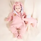 Kombinezon przejściowy dziewczęcy z kapturem, ocieplany, różowy, Nicol