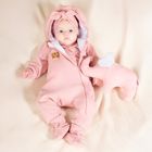 Kombinezon przejściowy dziewczęcy z kapturem, ocieplany, różowy, Nicol