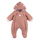Kombinezon przejściowy dziewczęcy z kapturem, różowy, baranek, Eevi