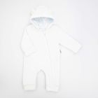 Kombinezon przejściowy dziewczęcy z kapturem, welurowy, biały, Nicol