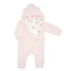Kombinezon przejściowy dziewczęcy z kapturem, welurowy, różowy, Nicol
