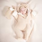 Kombinezon przejściowy niemowlęcy z kapturem, ocieplany, beżowy, Nicol