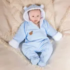 Kombinezon przejściowy niemowlęcy z kapturem, ocieplany, niebieski, Nicol