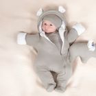 Kombinezon przejściowy niemowlęcy z kapturem, ocieplany, szary, Nicol
