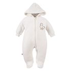 Kombinezon przejściowy niemowlęcy z kapturem, welurowy, ecru, Eevi