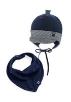 Komplet chłopięcy, Czapka, Chustka, granatowy, Iltom