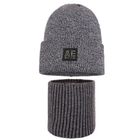 Komplet chłopięcy, Czapka, Komin, biało-czarny, Ambra