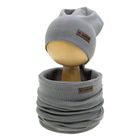 Komplet chłopięcy, Czapka, Komin, szary, Nicol