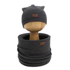 Komplet chłopięcy, Czapka, Komin, szary, Nicol