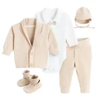 Komplet chłopięcy, Marynarka, Body z długim rękawem, Czapka, Buciki niechodki, Spodnie dresowe, mix, Nicol