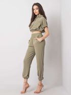 Komplet damski, Bluzka, Spodnie, khaki, Rue Paris