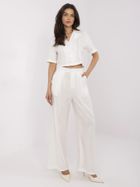 Komplet damski, Koszula z krótkim rękawem, Spodnie materiałowe, ecru, Factory Price
