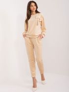 Komplet damski, welurowy, beżowy, Italy Moda