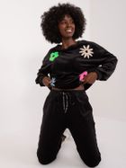 Komplet damski, welurowy, czarny, Italy Moda