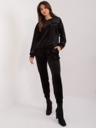 Komplet damski, welurowy, czarny, Italy Moda