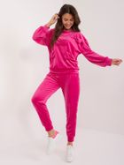 Komplet damski, welurowy, różowy, Italy Moda