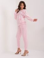 Komplet damski, welurowy, różowy, Italy Moda