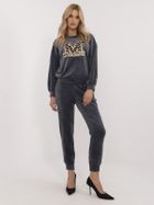 Komplet damski, welurowy, szary, Italy Moda