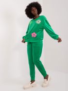 Komplet damski, welurowy, zielony, Italy Moda
