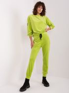 Komplet damski, welurowy, zielony, Italy Moda