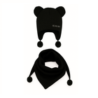 Komplet dziecięcy, Czapka z pomponami, Chustka, czarny, Iltom