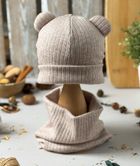 Komplet dziecięcy, sweterkowy, Czapka, Komin, beżowy, Iltom